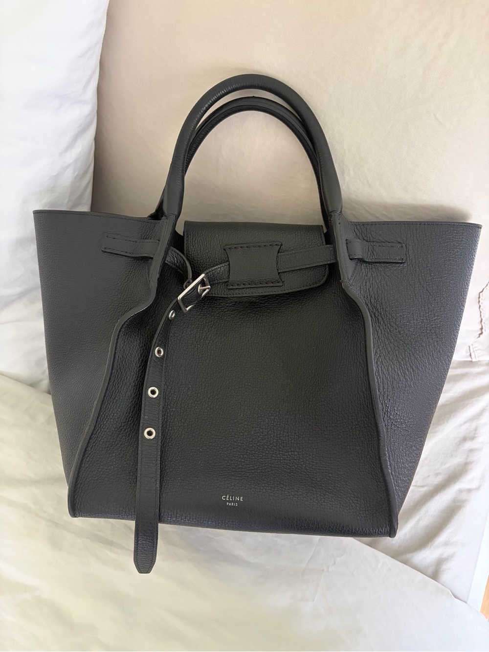 Celine Big Bag in Small Black Leather Tote